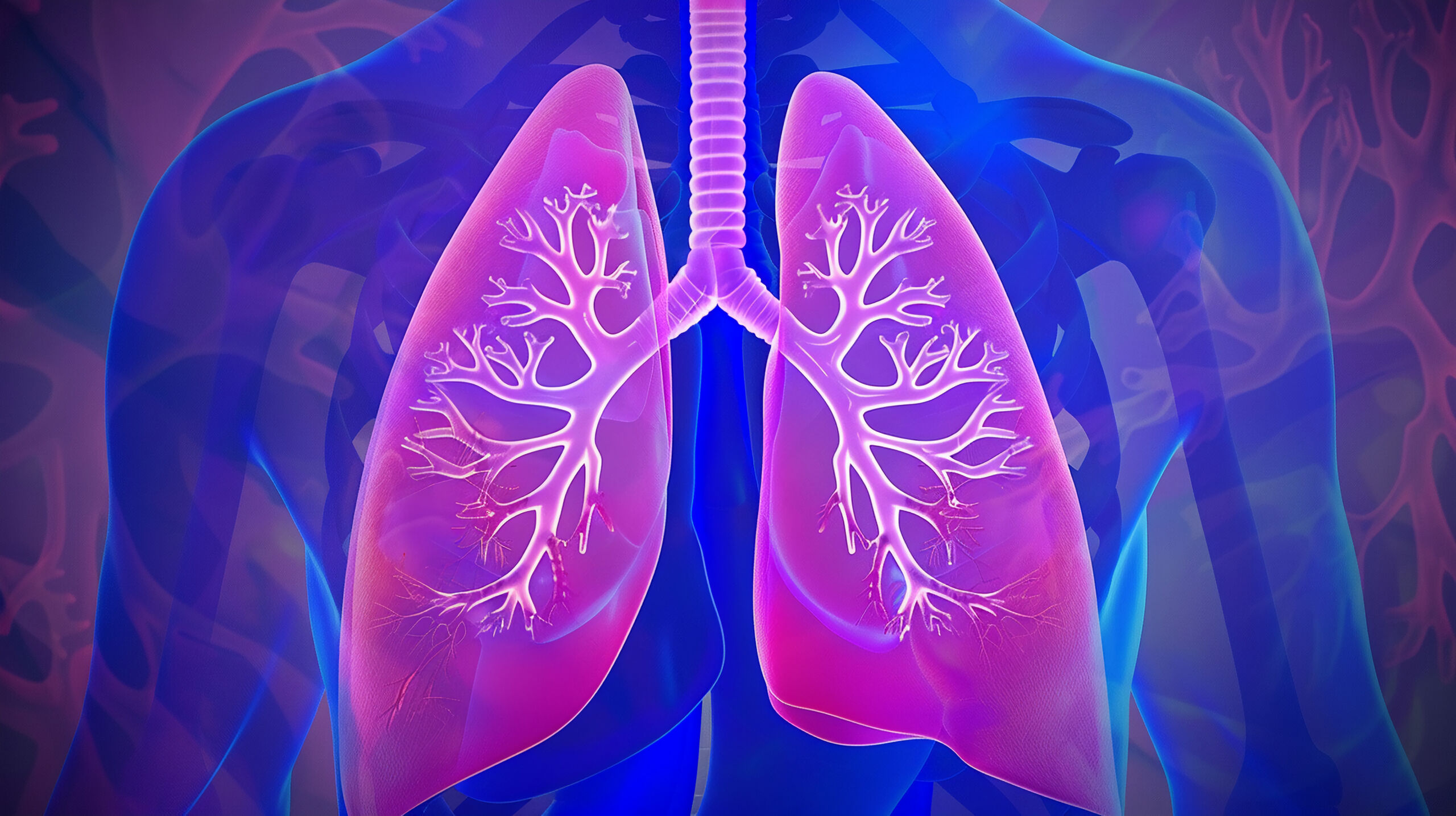 Purple and Blue X-Ray of the lungs